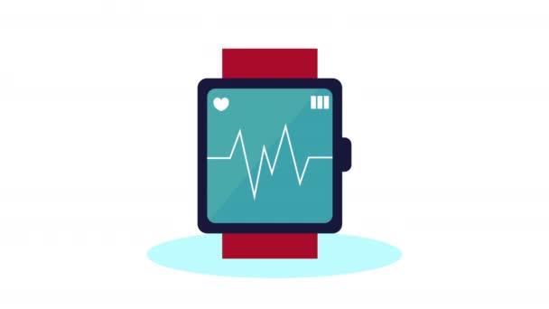 Smartwatch with cardiology app health animation — Stock Video