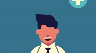 Doktor ve tıbbi semboller çiziyor.