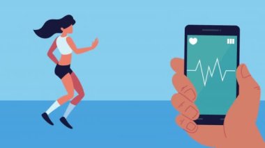 Akıllı telefonlu koşan kadın sporcu