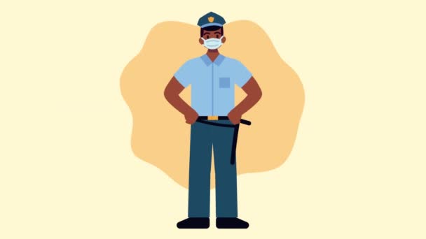 Afro police professional character animation — Stock Video