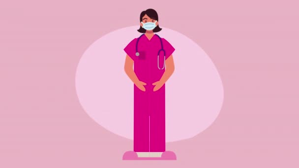 Femme médecin professionnel personnage animation — Video