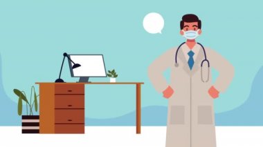 Ofisteki profesyonel doktor animasyonu.