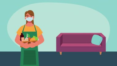 süpermarket kadın haberci karakter animasyonu