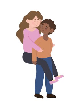 Bir adam kız arkadaşını taşıyor.