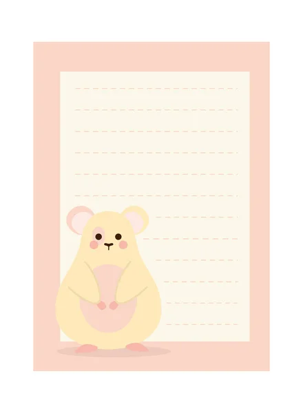 Notepag bonito com hamster — Vetor de Stock