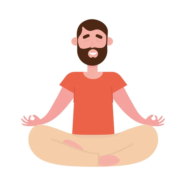 Hombre practicando yoga — Vector de stock