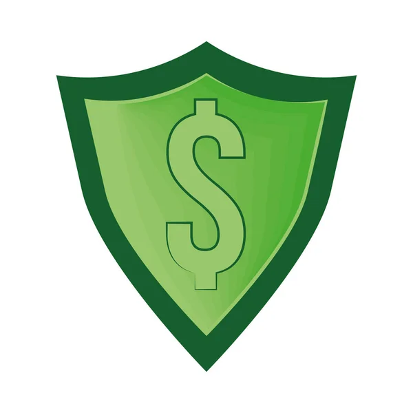 Escudo verde dinheiro — Vetor de Stock