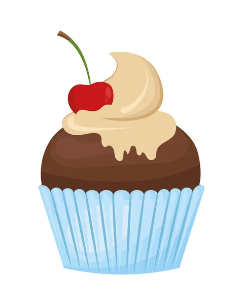 Cupcake con cereza — Vector de stock