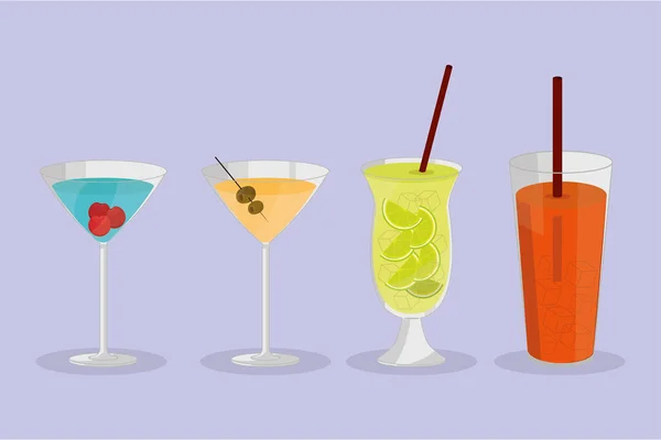 Different cocktails drink — Stock Vector