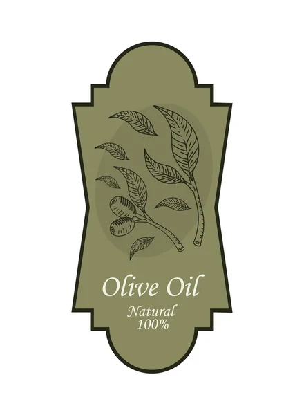 Olive oil natural badge — Stock Vector