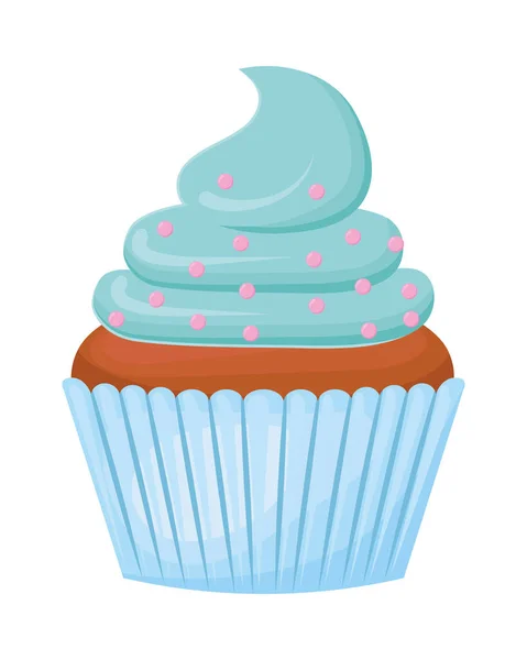 Cupcake blauer Buttercreme — Stockvektor