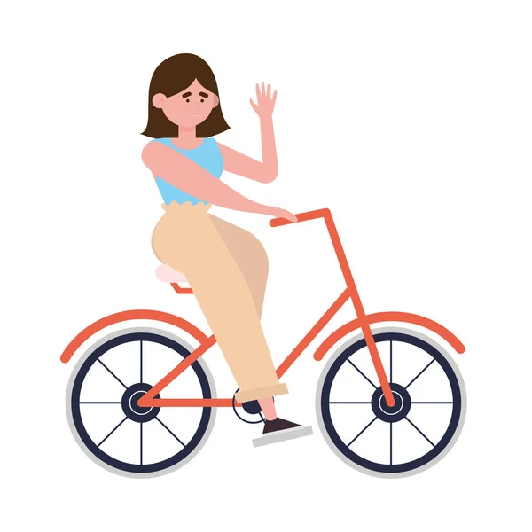 Frau fährt Fahrrad — Stockvektor
