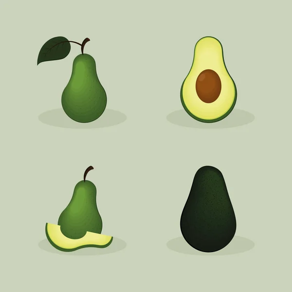 Avocado voedsel pictogrammen — Stockvector