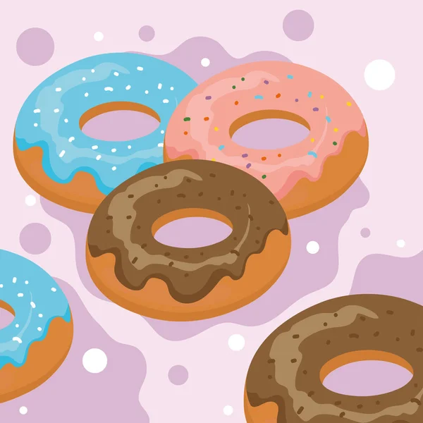 Donuts aliments sucrés — Image vectorielle