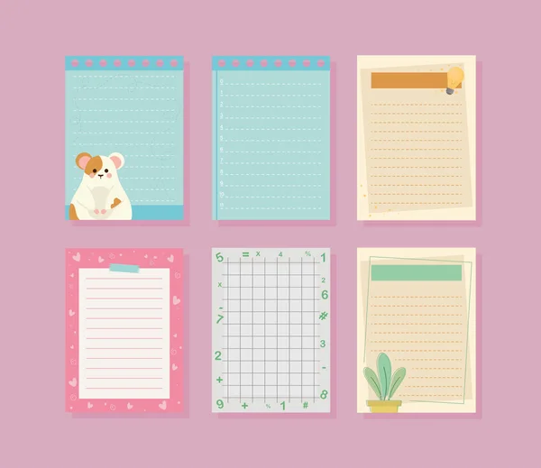 Set icons notepaper — Stock Vector