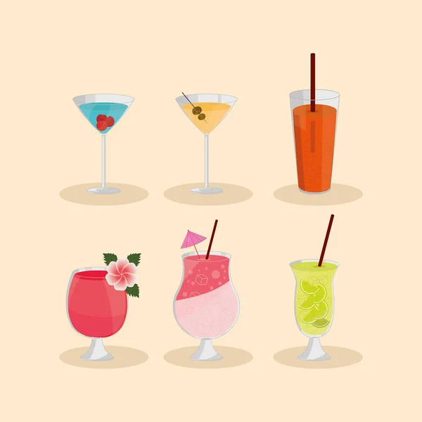 Cocktails zur Symbolsammlung — Stockvektor