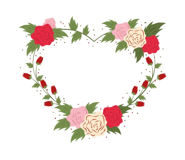 Flowers frame heart — Stock Vector