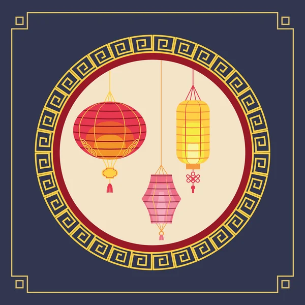 Tradiční lucerny dekorace — Stockový vektor