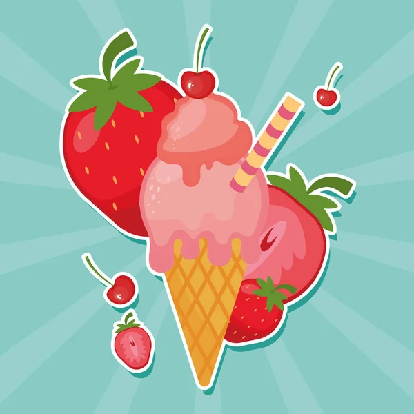 Červeného ovoce zmrzlina — Stockový vektor