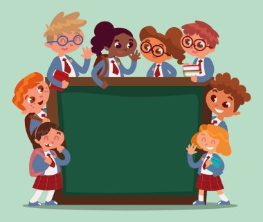 Öğrenciler ve okul yazı tahtası