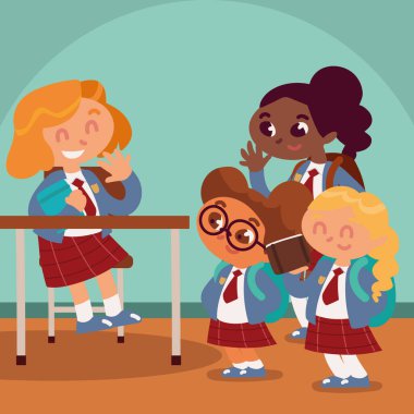 Sırt çantalı öğrenciler