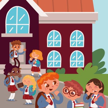 Okul binasındaki öğrenciler