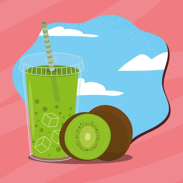 Kiwi aux fruits de smoothie — Image vectorielle