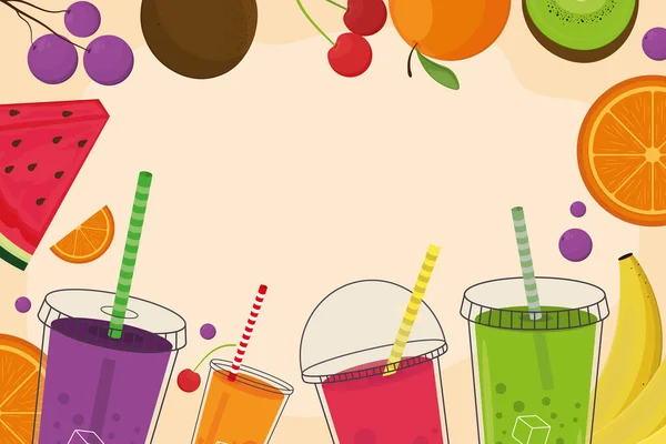 Smoothies und Früchte — Stockvektor