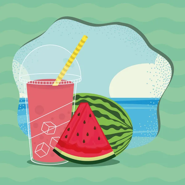 Smoothie vruchten watermeloen — Stockvector