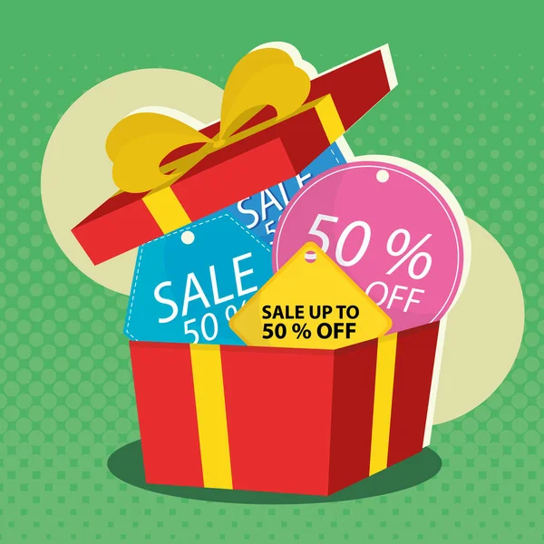 Gift with sale tags — Stock Vector