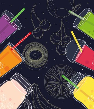 Siyah arkaplanda smoothies