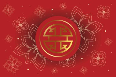 Çin çiçekleri kırmızı arkaplan