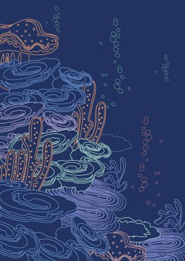 Su altında mercan ve kabarcıklar