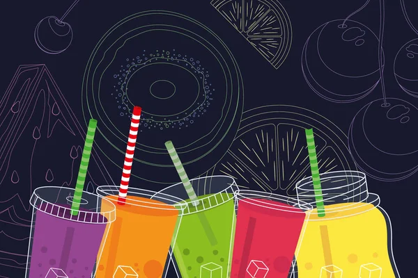 Smoothies jus verres — Image vectorielle