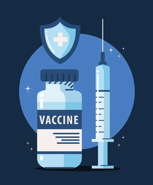 Vaksin vial syringe medical - Stok Vektor