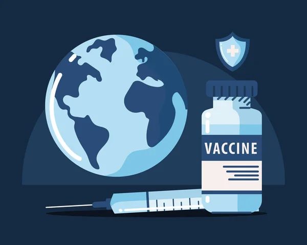 Siringa vaccinale mondiale — Vettoriale Stock