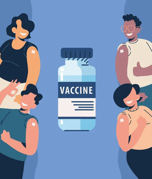 Vaksinasi manusia dan vaksin - Stok Vektor