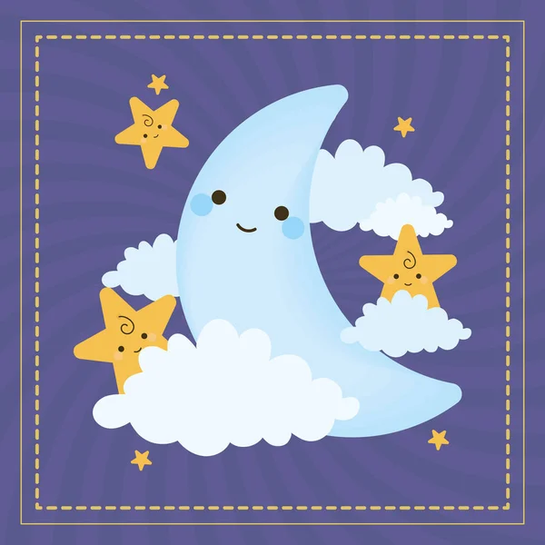 Luna bebé y nubes — Archivo Imágenes Vectoriales
