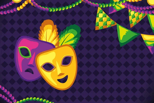 Máscara festiva Mardi Gras — Vector de stock