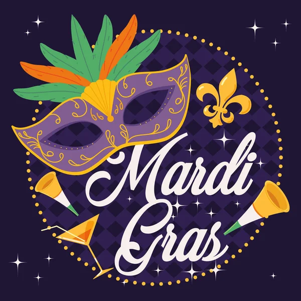 Mardi gras邀请卡 — 图库矢量图片