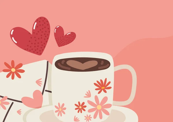 Tazza di caffè romantico — Vettoriale Stock
