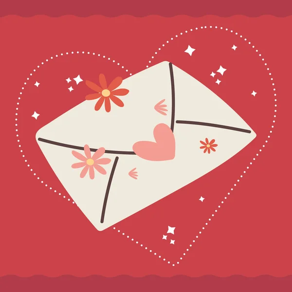 Romantik zarf mektubu — Stok Vektör