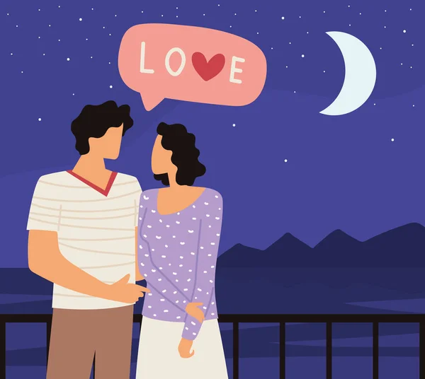 Pareja cita romántica — Vector de stock