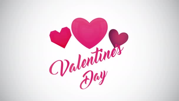 Fröhlicher Valentinstag Schriftzug mit rosa Herzen — Stockvideo