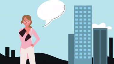 Şehirdeki üniversiteli kız öğrenci.