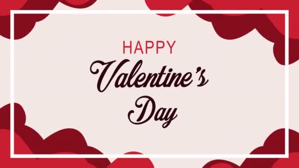 Gelukkige Valentijnsdag belettering met bloemblaadjes frame — Stockvideo