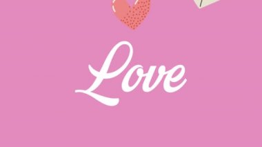 Aşk sözcükleri, kalpler ve zarflar, animasyon.