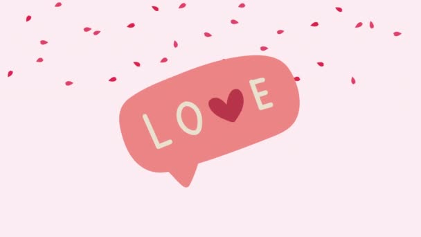 Love word lettering in speech bubble animation — Stock Video