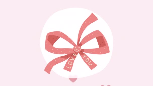 情人节快乐的情人节粉红缎带 — 图库视频影像