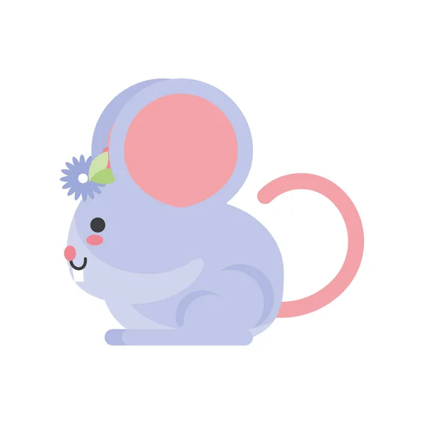 Милая Мышь Весенняя Икона Животного — стоковый вектор
